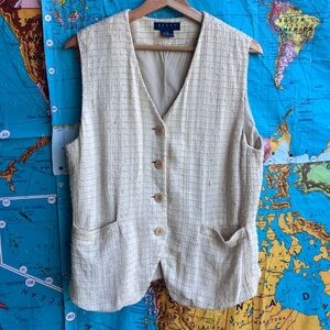 Barry Bricken Cream Textured Button Front Vest